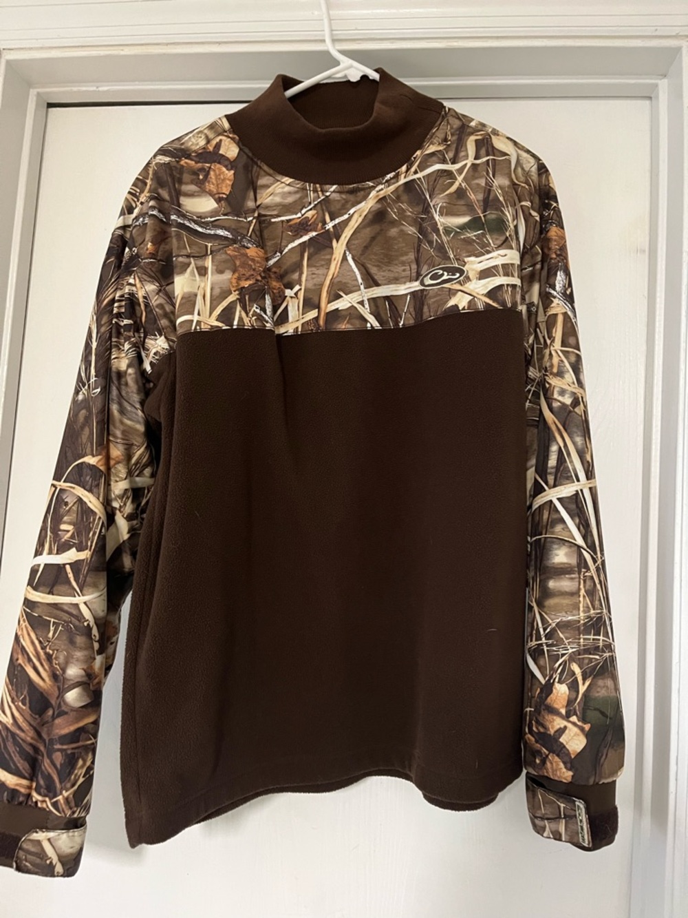 Drake Brown Crewneck Pullover with Green Logo Tag